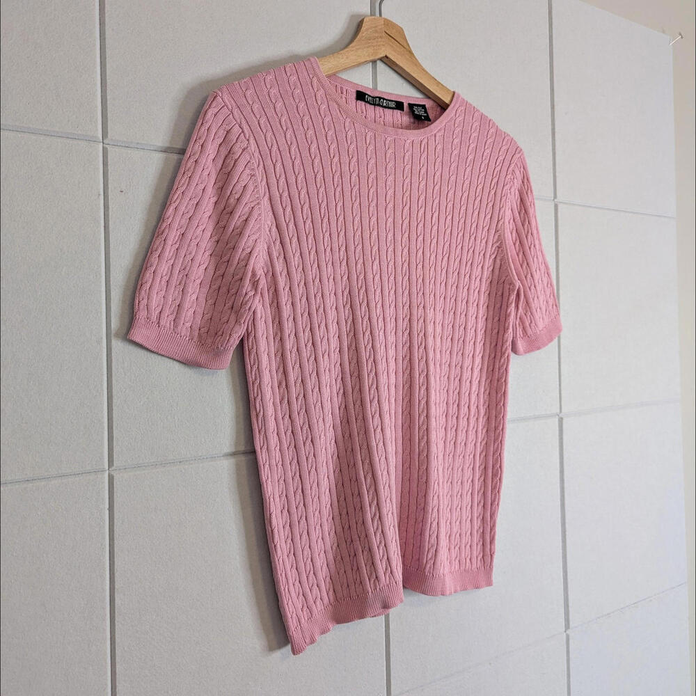 Vintage Evelyn & Arthur silk cotton cable knit short sleeve top - Picture 2 of 5